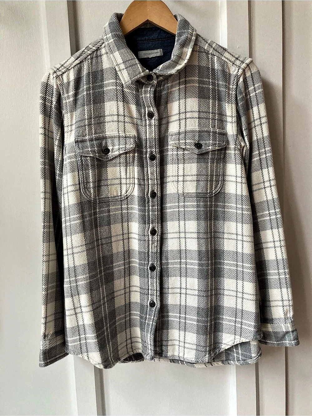 Outerknown The Blanket Shirt Plaid Gray & White Shirt XS/S